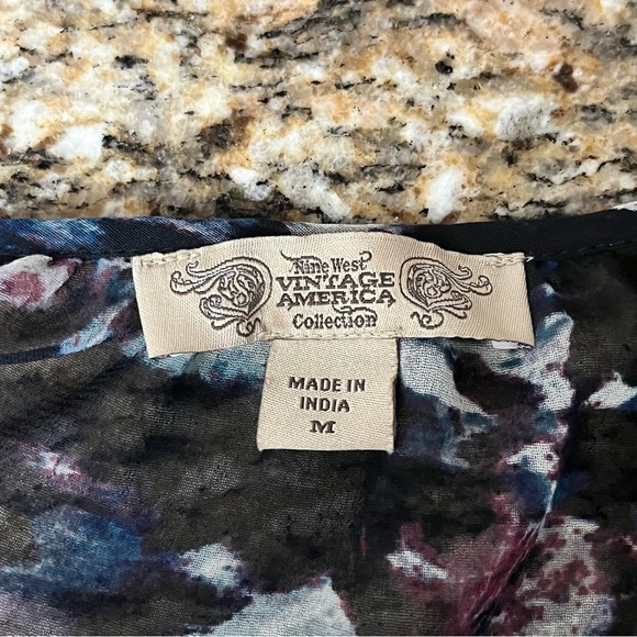 Nine West Vintage America Sheer Babydoll Blouse Women’s Medium Long Sleeve - Picture 10 of 11